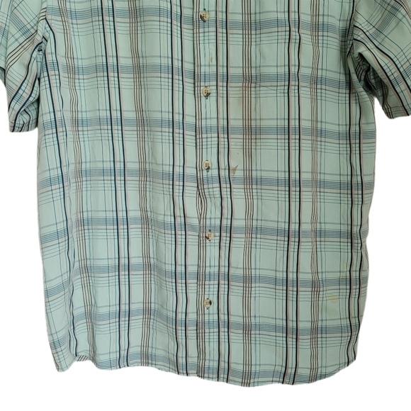Columbia Shirt Mens XL Green Plaid Button Short Sleeve Omni Wick Sun Protection - Picture 4 of 8